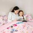 thumbnail image 4 of jejeloiu Chic Princess Girl 7-Piece Bedding Comforter Set,Fairy Tale Castle King Bedding Sets,Rainbow Stars Loves Bed Sheets For Child,Breathable Home Decor Reversible, 4 of 8