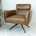 thumbnail image 2 of Abel Mid-Century Modern Tight Back Genuine Leather Swivel Chair in Tan, 2 of 7