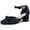 dark blue, variant on Women Closed-Toe Ankle-Strap Pumps with Bow Detail — Low Block Heel Dress Shoes
