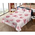 thumbnail image 4 of Ambesonne Flowers Boho Fitted & Flat Sheet with Shams 4 Pcs Set, Vintage Rose Floral, Full, Pale Pink and Dark Pink, 4 of 5