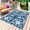 Snow SkyBlue SteelBlue, variant on Pink Blue Floral Outdoor Rug 4x6 Ft - Reversible Patio Rug Outdoor Camping Rugs, Vintage Pastoral Botanical Leaves Washable Indoor Outdoor Area Rugs, Non-Slip Outdoor Carpet Runner for Deck/Porch