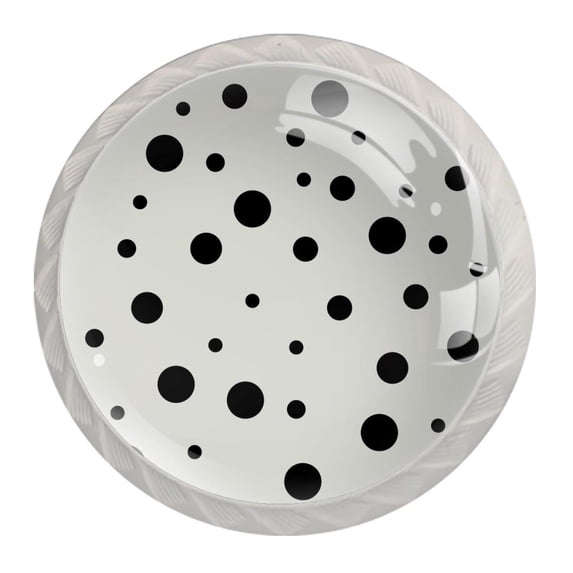 4 Pcs Blck White Polka Dot Knobs for Kitchen Cabinet Cupboard Dresser Bookcase Drawer Pulls Handles Round Home Decor