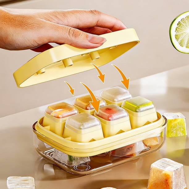 YiJuHui Silicone Ice Cube Trays with Lids, Press and Release Ice Molds, Leak-Proof Stackable Ice Cube Maker for Freezer, Flexible Reusable Ice Cube Tray for Cocktails, Iced Coffee, Summer Drinks
