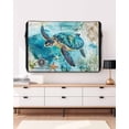 thumbnail image 3 of Vintage Teal Outdoor TV Cover 48 to 50 inch Sea Turtle Coral Starfish Marine Life Nautical Waterproof Dustproof TV Covers for Outside with Zipper Remote Control Pocket Flat Screen Protectors, 3 of 7