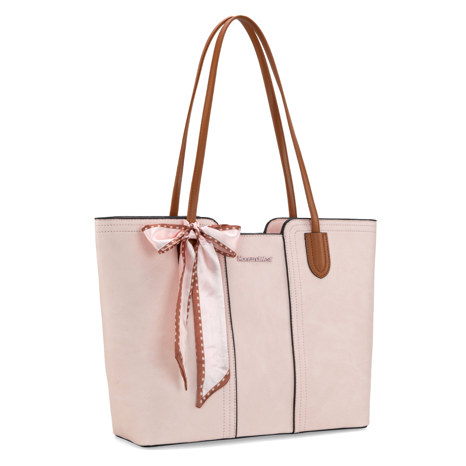 Montana West Tote Bags for Women Medium Top Handle Handbags with Scarf, Pink