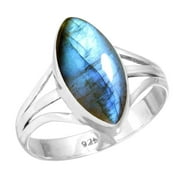 JEWELOPORIUM 925 Silver Ring For Women - Girls Gray Natural Labradorite Stone Silver Ring Size 9 November Birthstone Boho Silver Ring Size 9 Gift For Women On Mothers' Day 925 Silver Jewelry With Gemstone