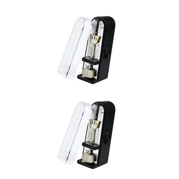 Langgg Guitar Compact Mechanical Metronome Universal Plastic Tick-tock Tuner Classroom Drum Ukulele Musical Instrument 11*3.5*5cm 2Set