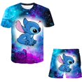 thumbnail image 1 of 2023 nuevos conjuntos de ropa de punto para niños, camisetas con estampado 3D + Pantalones cortos, 2 uds., trajes para niñas, disfraces de Stich para niñas, trajes 6T Gao Jinjia LED, 1 of 2