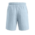 thumbnail image 5 of FINALGANG Mens Elastic Drawstring Jacquard Knit Label Patch Casual Shorts Summer Daily Loose Fit Soft Breathable Side Pocket Walking Bottoms For Men Light Blue M, 5 of 7