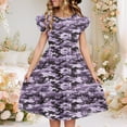 thumbnail image 2 of FamilyThread Girls Summer Camouflage Double Layer Dresses with Ruffle Short Sleeve Casual A-Line Swing Twirly School Sundress For 5-14Y, 2 of 8