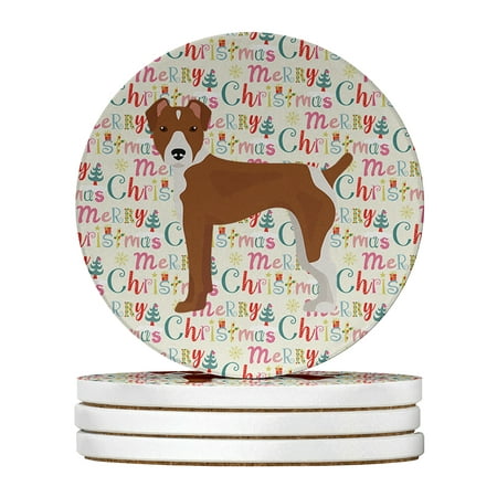 

Rat Terrier Merry Christmas Large Sandstone Coasters Pack of 4 4 in x 4 in