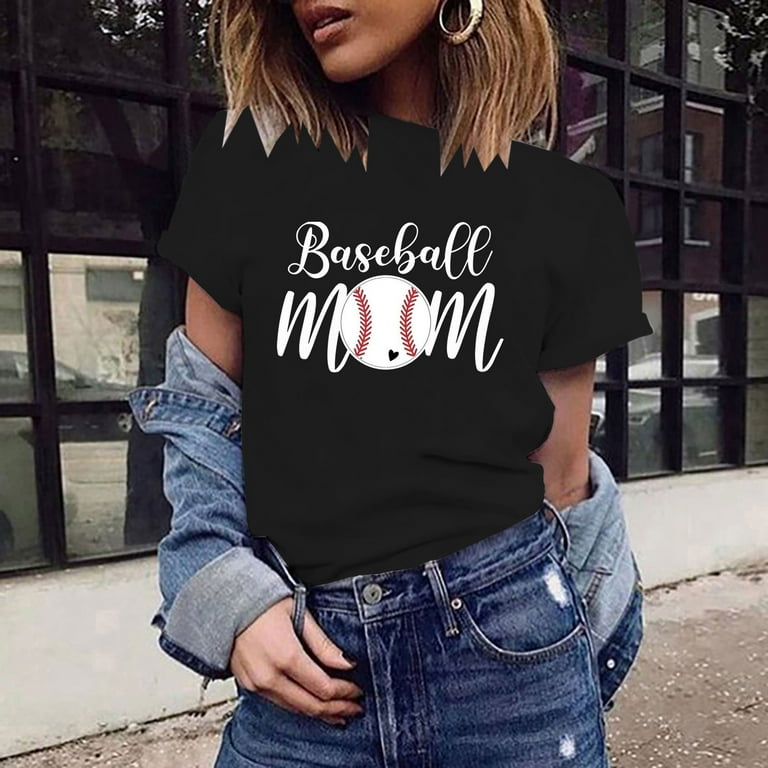 EQWLJWE Personalized Baseball Mom Shirt - Custom Baseball Mom Shirt with  Name and Number, for Mothers Day 