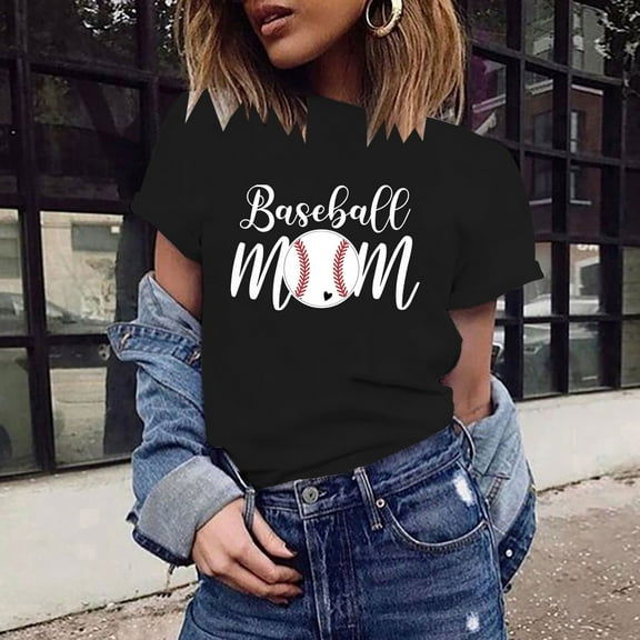 Lilgiuy Personalized Baseball Mom Shirt - Custom Baseball Mom Shirt with Name and Number for Mothers Day Clearance