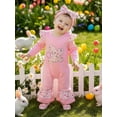 thumbnail image 6 of Spewahor Infant Baby Girl Easter Spring Jumpsuit 0 3 6 12 18 Months Long Sleeve Round Neck Floral Bunny Embroidery Rompers, 6 of 9