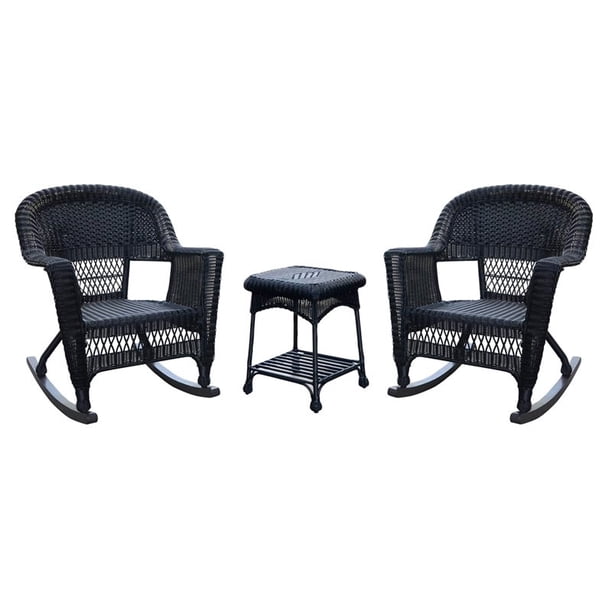 Jeco 3 Pc Wicker Rocker Chair Set With Side Table Walmart Com Walmart Com