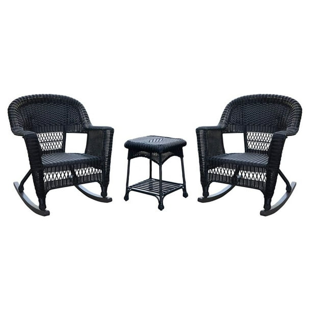 Jeco 3 Pc Wicker Rocker Chair Set With, Outdoor Wicker Rocker Chair Set