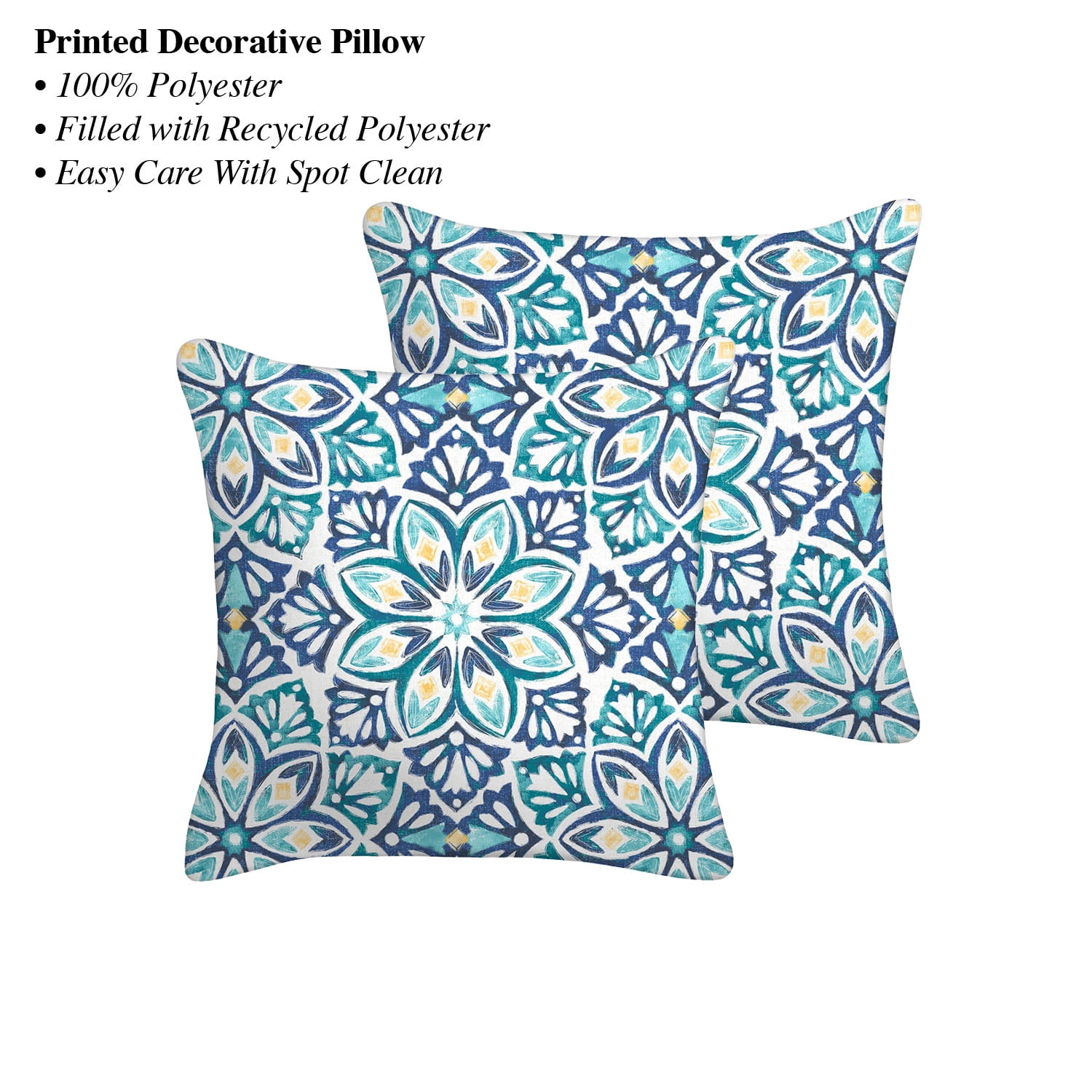 Mainstays 16" x 16" Decorative Outdoor Throw Pillow, Glacier