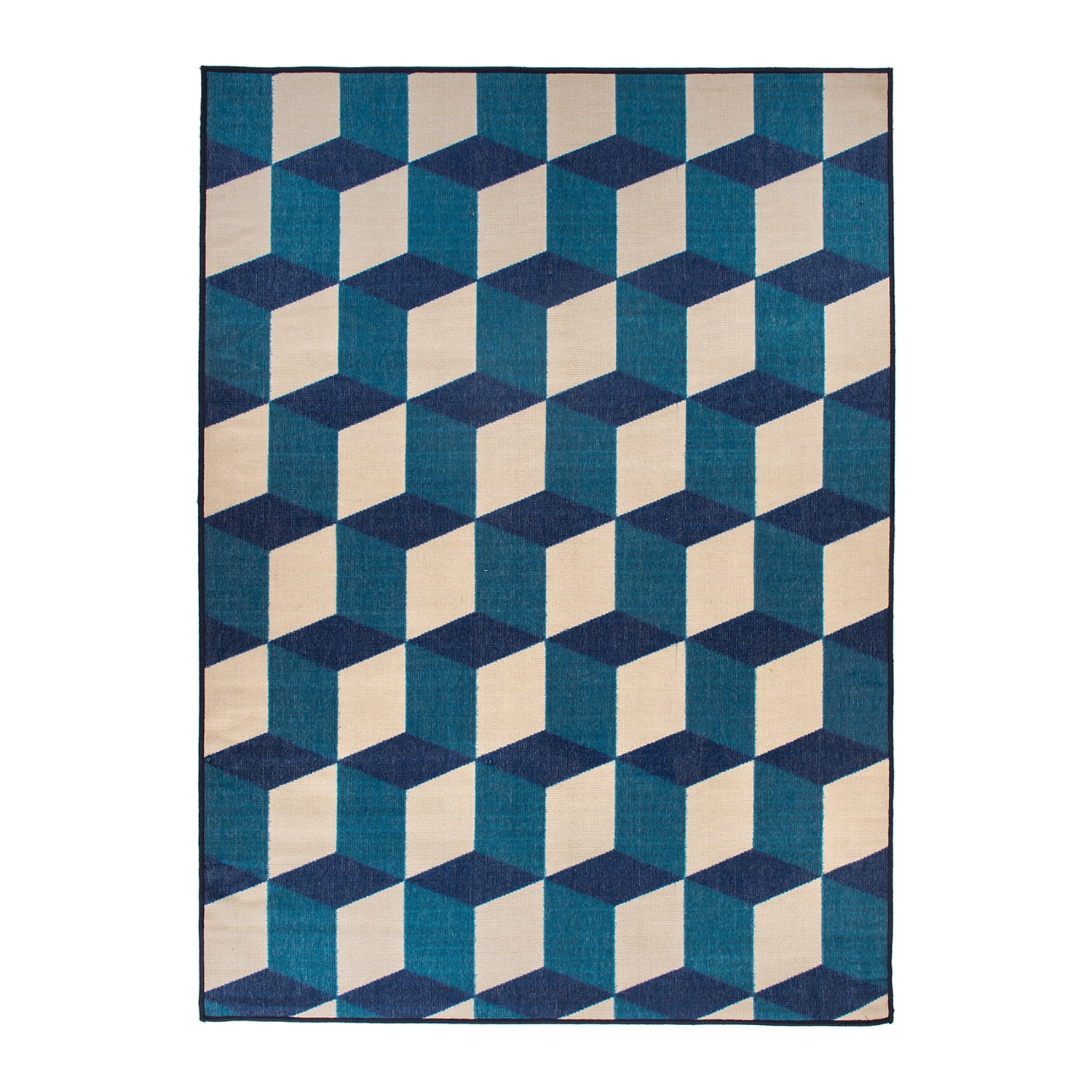 World Rug Gallery Contemporary Geometric Flatweave Indoor/Outdoor Area Rug - BLUE 5' X 7'