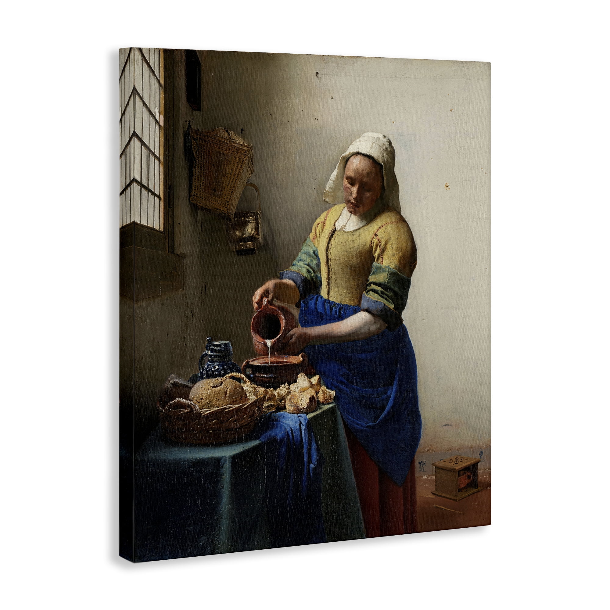 Stupell Industries Classical Vermeer The Milkmaid People Painting Wrapped Canvas Art Print Wall Art, 16 x 20