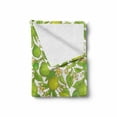 thumbnail image 2 of Forest Soft Flannel Fleece Blanket, Fruit Tree Branches and Bergamot Flowers Flourishing Citrus Motif Pattern, Cozy Plush for Indoor and Outdoor Use, 50" x 60", Lime Green and Cream, by Ambesonne, 2 of 6