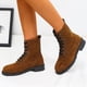 thumbnail image 3 of NECHOLOGY Botas Mujer Zapatos Botines mujer Botas de tobillo informales para mujer, versátiles, simples, a la moda, cómodas, punta redonda, tacón bajo, manga corta, botas de cuero (Brown, 6.5), 3 of 6