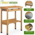 thumbnail image 6 of SONGMY Outdoor Potting Bench with Storage, Wooden Workstation Garden Potting Table with Metal Tabletop, 2 Drawers, Shelf and 3 Hooks, All-Weather Work Station for Garden, Patio & Lawns, 6 of 8