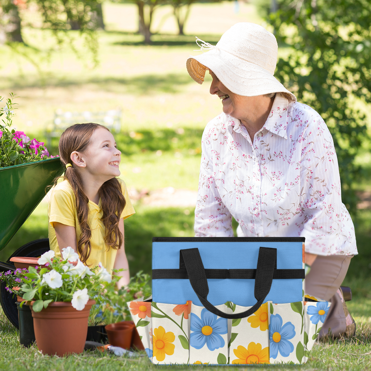 Gardening Tote Bag,Water-Resistant Garden Tool Organizer, Storage Bag with 10 External Pockets for Hand Tools, Ideal for Lawn and Yard Maintenance