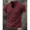 thumbnail image 5 of 100 Percent Cotton T-Shirts for Men Jerdar Men's Solid Color Pleated Frayed Edges Special V-neck Short-sleeved Shirt, 5 of 5