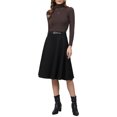 thumbnail image 2 of INSPIRE CHIC Women's Faux Suede Skirt High Waist Business Causal A-Line Midi Skirts XL Black, 2 of 3