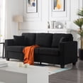 thumbnail image 4 of Gewnee 86.5''Modern Teddy Velvet Sofa with 2 Pillows,Extra-Wide Deep Sofa Couch,Suitable for Living Room,Bedroom,Office,Apartment (Black), 4 of 27