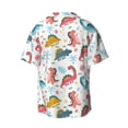 thumbnail image 5 of Uemuo Dinosaur Pattern Cotton Linen Short Sleeve Shirts,Casual Lightweight Button Down Shirts,Vacation Beach Summer Tops-XX-Large, 5 of 7