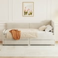 thumbnail image 2 of Euroco Upholstered Twin Size Daybed, Sofa Bed with 2 Drawers for Living Room, Beige, 2 of 12