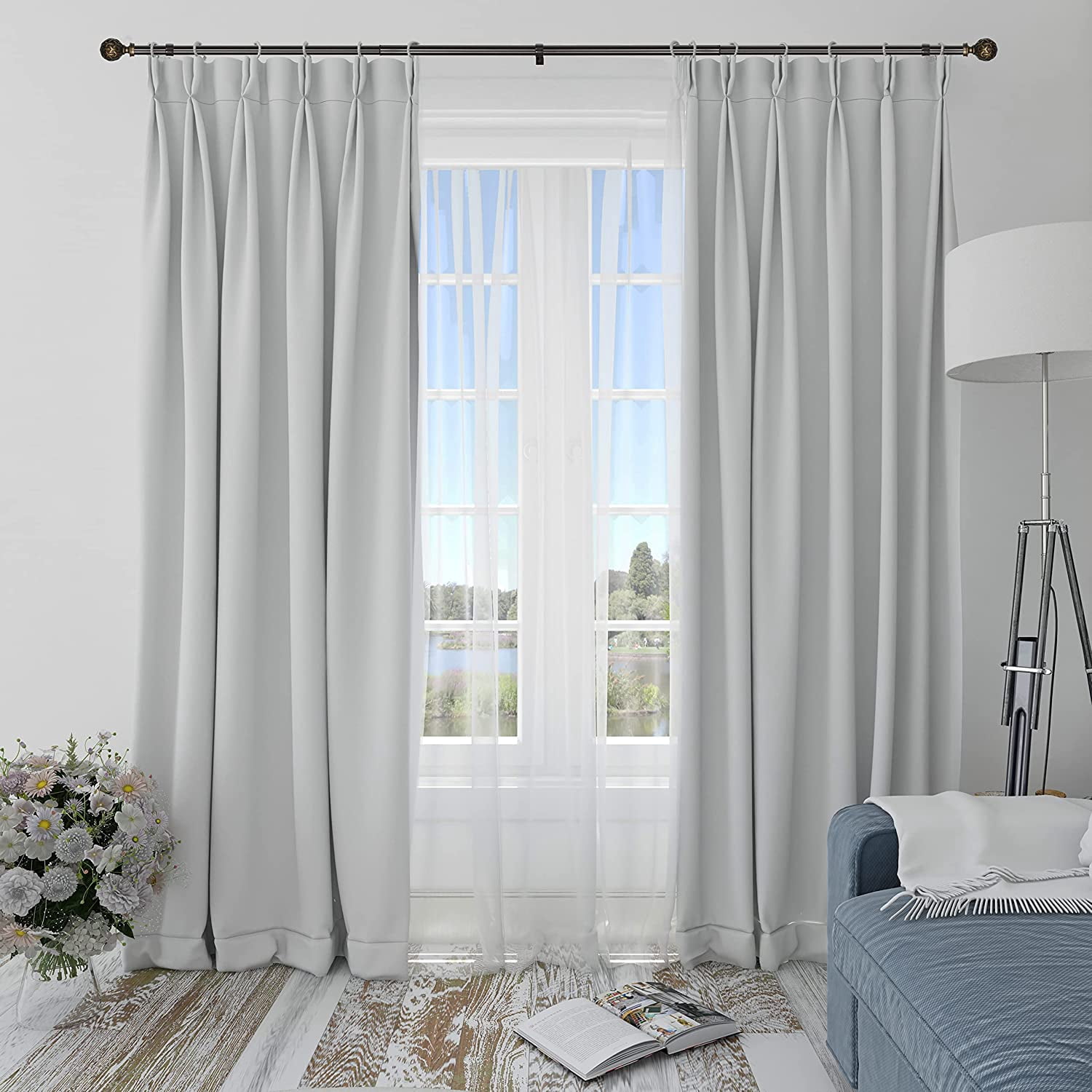 eTeckram 1" Curtain Rod with Geo Ball Finials - 28" to 48", Bronze Gold