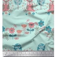 thumbnail image 1 of Soimoi Poly Crepe Fabric Floral,Tree & Owl Kids Printed Fabric 1 Yard 42 Inch Wide, 1 of 3