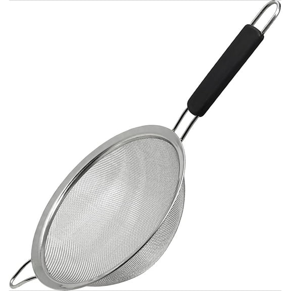 6.3 Inch Large Mesh Strainer, Stainless Steel Mesh Sieve with Insulated Handle, Sifter for Rice, Quinoa, Coffee and Tea