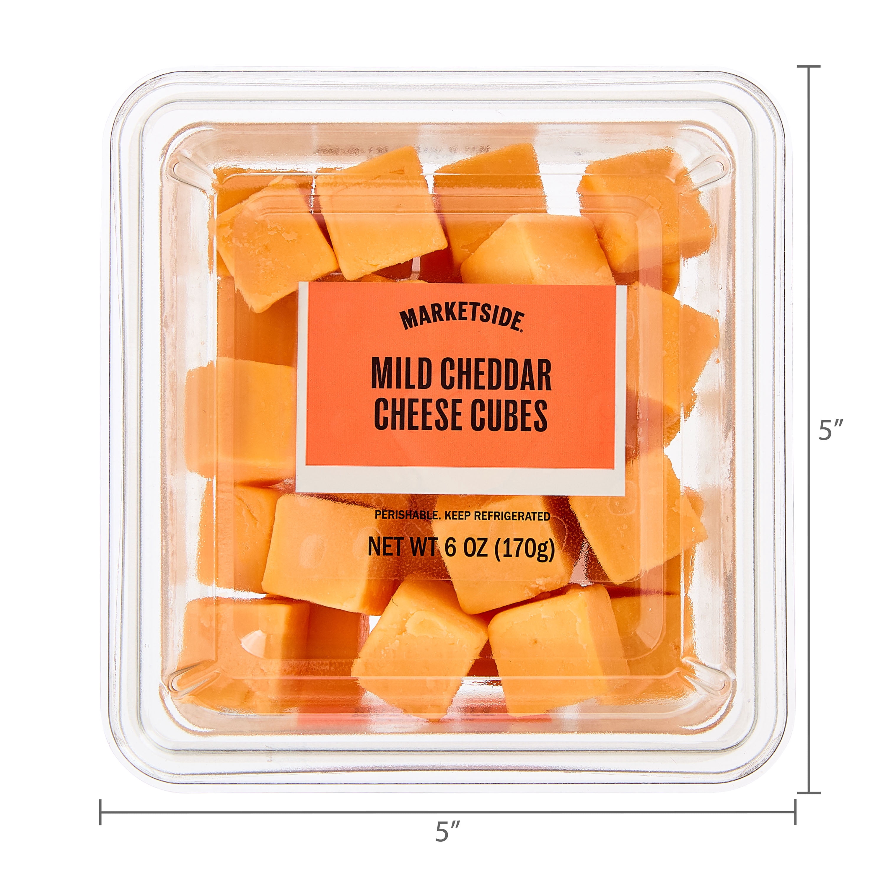 Marketside Cubed Mild Cheddar Cheese Cup, 6 oz Plastic Cup (Refrigerated)