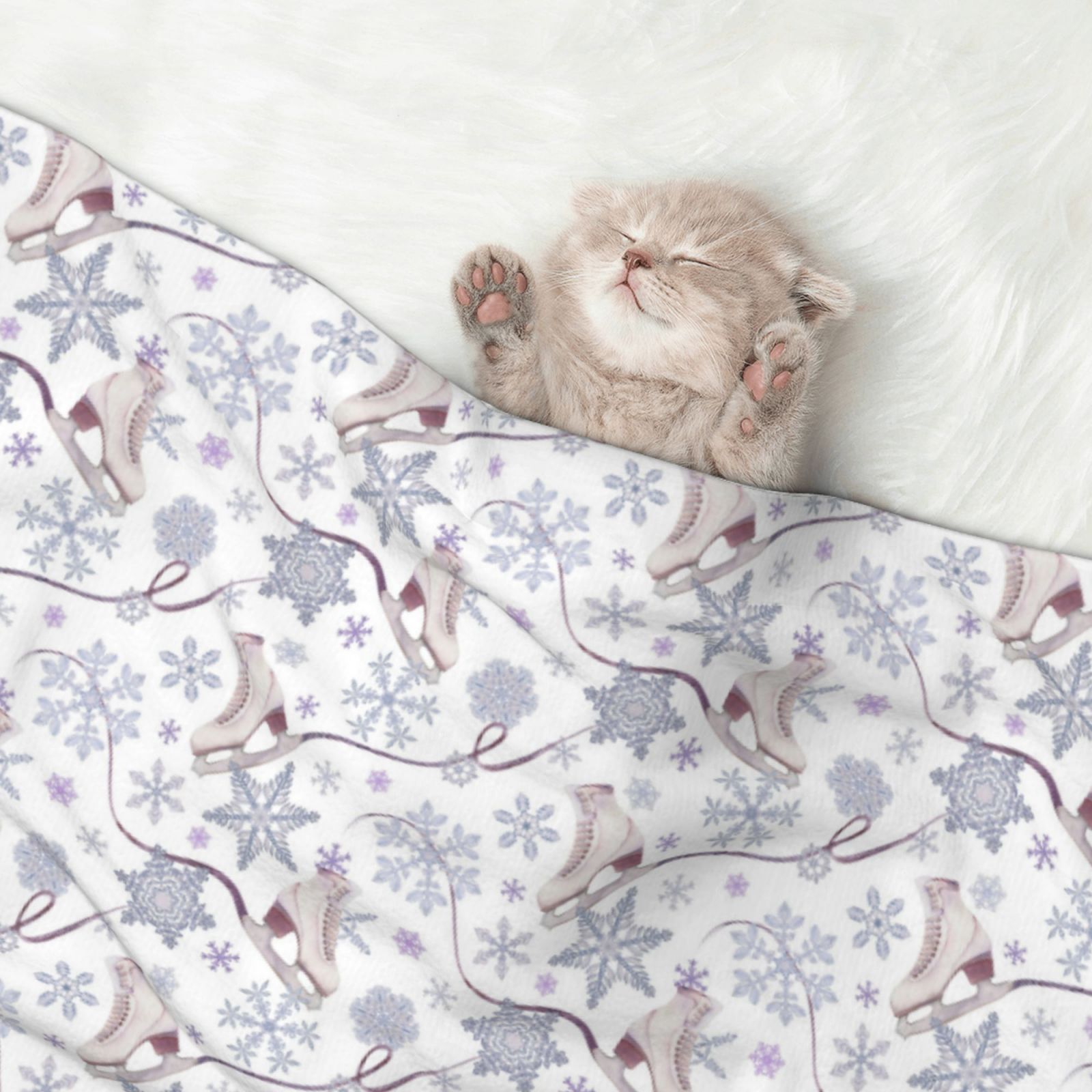 Naloa Elegant ice skates snowflakes Dog Blanket, 3 Sizes Cat Blanket for Indoor Cats Large Medium Small Dog Gifts-Small