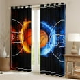 thumbnail image 2 of Basketball Curtains & Drapes Teens Sports 30%-50% Blackout Curtains Ball Court Games Curtains Fire And Ice Print Window Curtains 42"Wx63"L 2 Panels,Black And Red, 2 of 5
