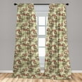 thumbnail image 5 of Ambesonne Winter Curtains, Peacocks and Snowflakes, Pair of 28"x84", Ruby Olive Green Cream, 5 of 5