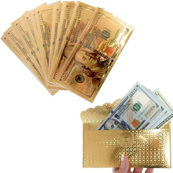 WZhong Hong Gift & Credit Card Envelope, Gold, 10 Count
