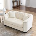 thumbnail image 3 of Aoowow 59" Chesterfield Velvet Sofa, 2-Seater Tufted Couch, Nailhead Trim, Beige Upholstered Sofa for Living Room, 3 of 7
