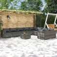 thumbnail image 1 of vidaXL 10 Piece Garden Lounge Set with Cushions Poly Rattan Grey, 1 of 5