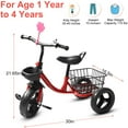 thumbnail image 4 of EOTVIA Toddler Bike with Basket, 3 Wheel Kids Bike for 1-4 Years Old Boys Girls, Tricycles for Toddlers Kids Trikes for Balance Training Baby Bike,Outdoor Kids Tricycles Riding Toy with Bell Streamer, 4 of 9