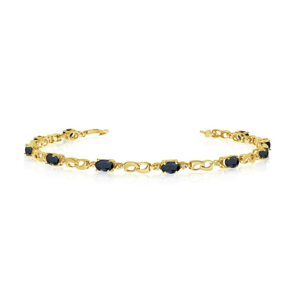 14K Yellow Gold Oval Sapphire and Diamond Link Bracelet