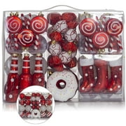 R N' D Toys Candycane Ornament Set – Christmas Candy Cane Shatterproof Balls and Candy Hanging Ornaments for Indoor or Outdoor Christmas Tree, Holiday Party, Home Décor - 82 Piece Set