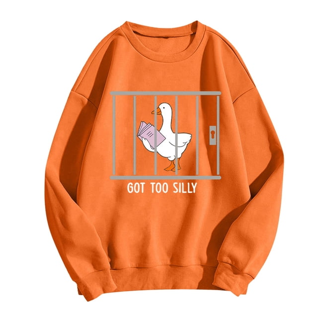 EHQJNJ Chandails en Molleton Oversize pour Femmes Tendance Quotidien Maison Extérieur Entraînement Manches Longues Col Rond T-Shirt Haut Imprimé Chandail en Molleton Blouse de Rue Mode Urbaine Chandails en Molleton pour Femmes Col Rond avec Slogans