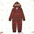 thumbnail image 2 of Odeerbi Christmas Onesie Pajamas for Family Holiday Sleep Jumpsuit Long Sleeve Family Christmas Pajamas Matching Sets Toddler Fashion Lattice Print Plush Jumpsuit Sleepwear PJs Set Red, 2 of 5