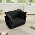 thumbnail image 4 of Deep Seat Sofa with High Back Cushion and Removable Chenille Covers, Sturdy Wood Frame, Black – Ideal for Family Living Room Comfort, 4 of 9