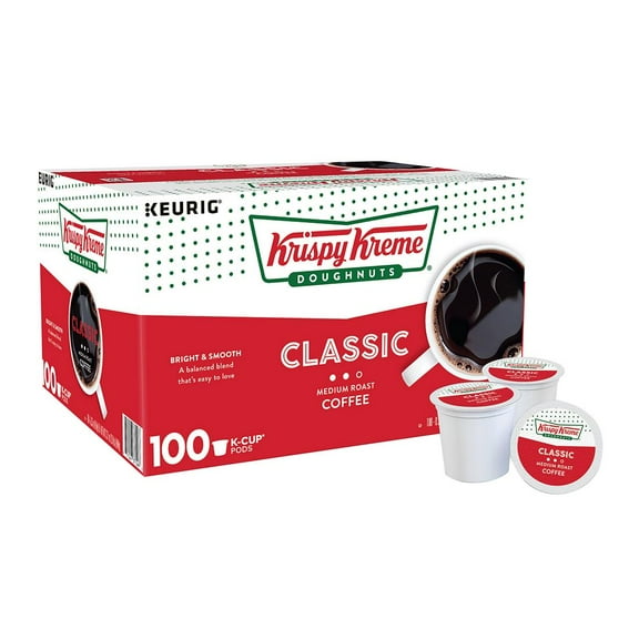 Krispy Kreme Doughnuts Bright and Smooth Medium Roast Coffee - 100 Pods