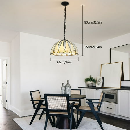 Tiffany Style Vintage Stained Glass Pendant Lamp Ceiling Fixture Hanging Light